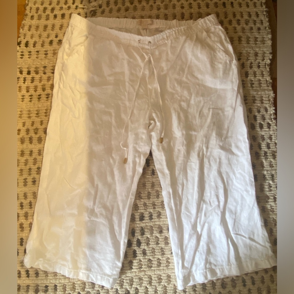 Michael Kors Linen Capri Pants Size Woman’s 12 with Gold